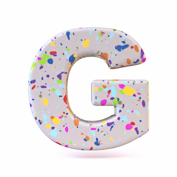 colorful terrazzo pattern font letter g