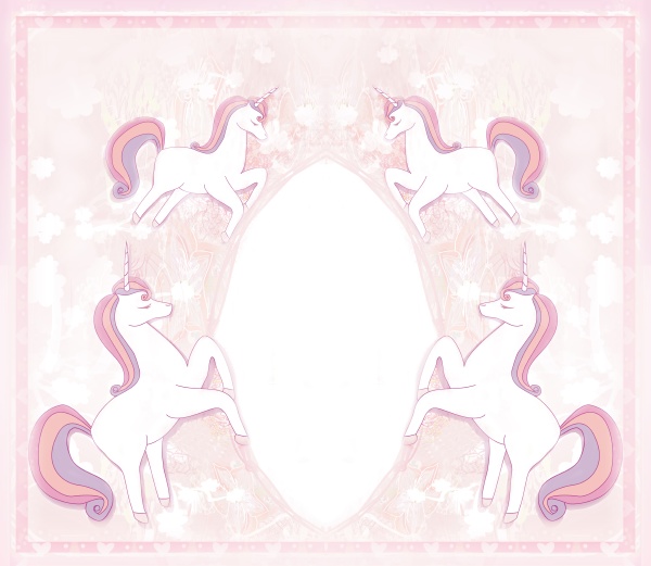 decorative frame with cute unicorns on