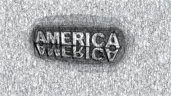 america text hand draw digital art