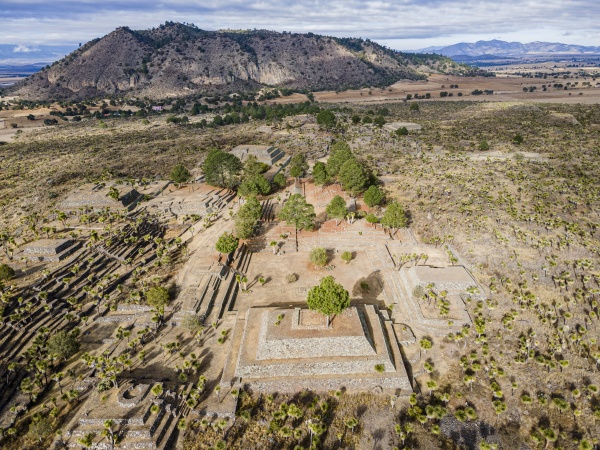 aerial view of old ruins and
