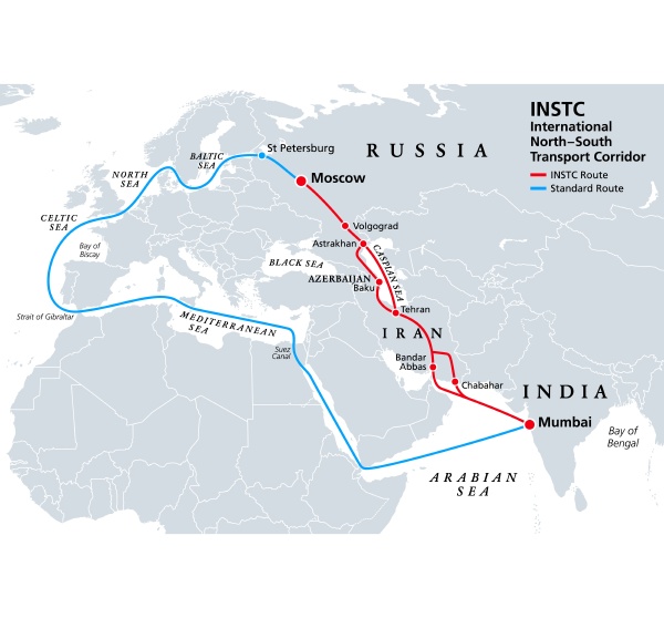 INSTC International North–South Transport Corridor - Royalty free image ...