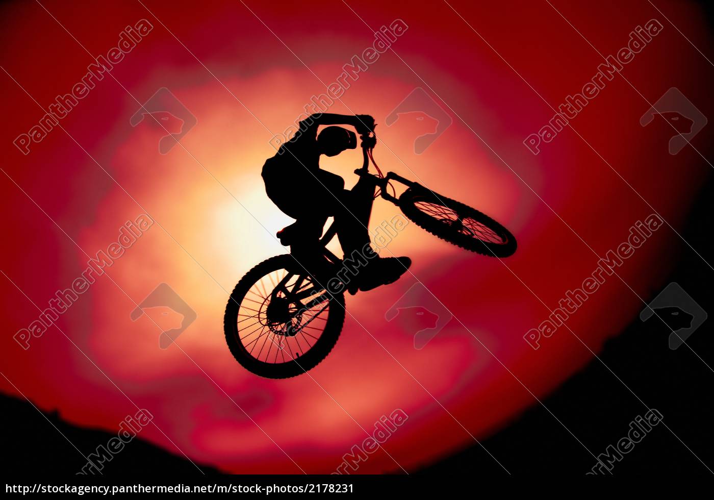 Silhouette Of Trick Bike Rider Royalty Free Image Panthermedia Stock Agency