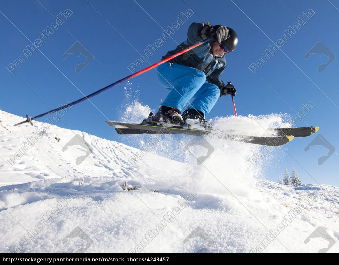 Man Practicing Extreme Ski On Sunny Day Stock Photo Panthermedia Stock Agency