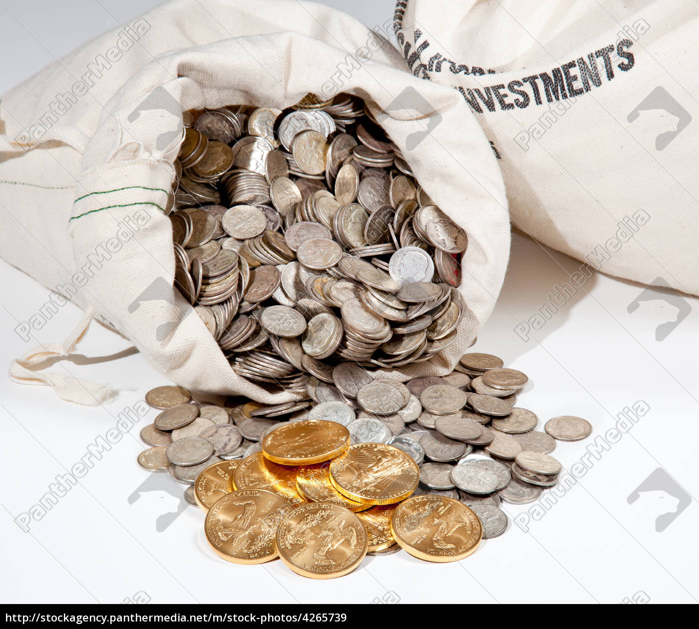 Royalty Free Image 4265739 Silver And Gold Coins In Bullion Bag