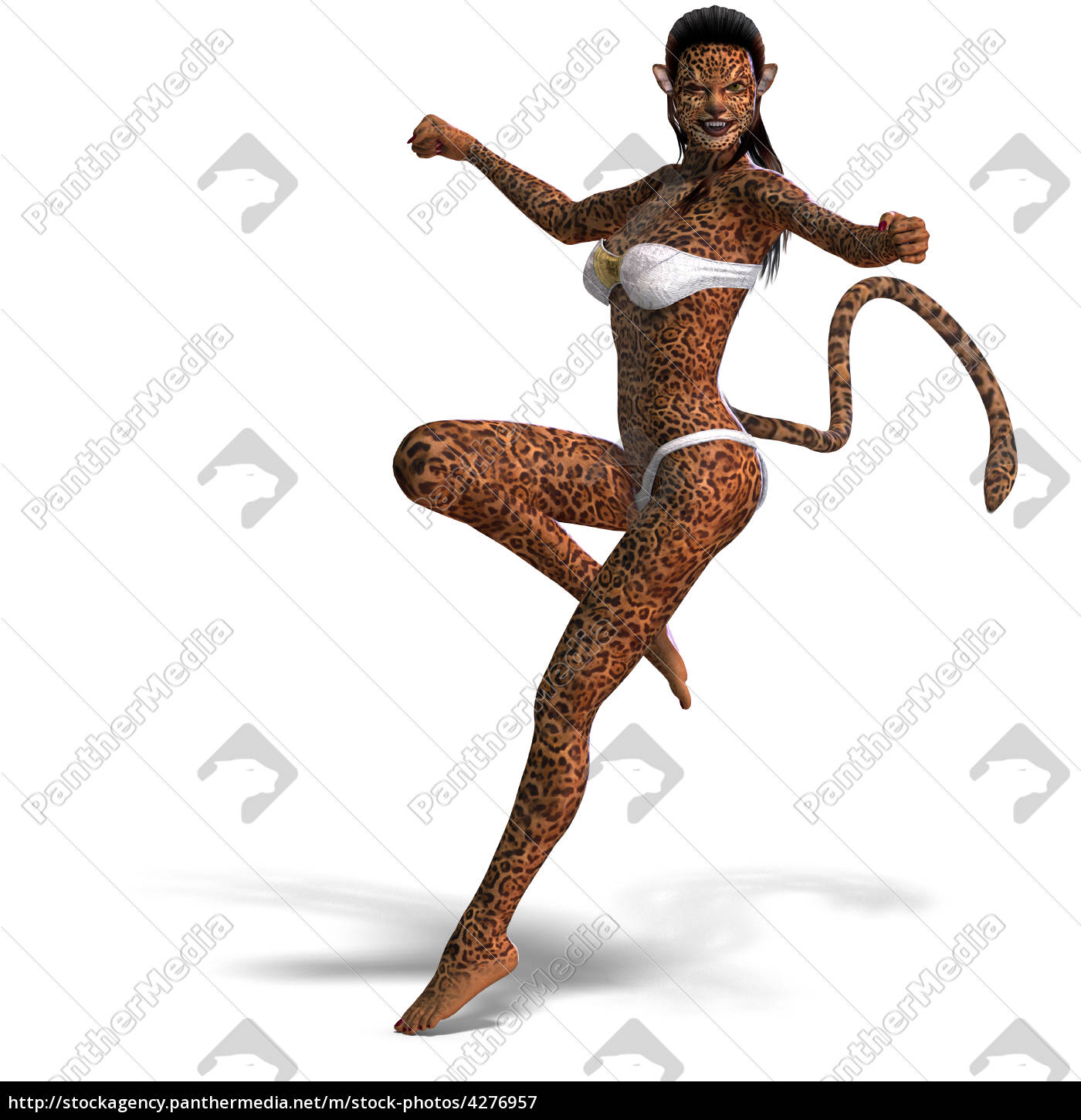 Female Fantasy Leopard Creature Stock Photo Panthermedia Stock Agency