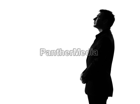 Silhouette Man Profile Serious Looking Up Stock Photo 4455361