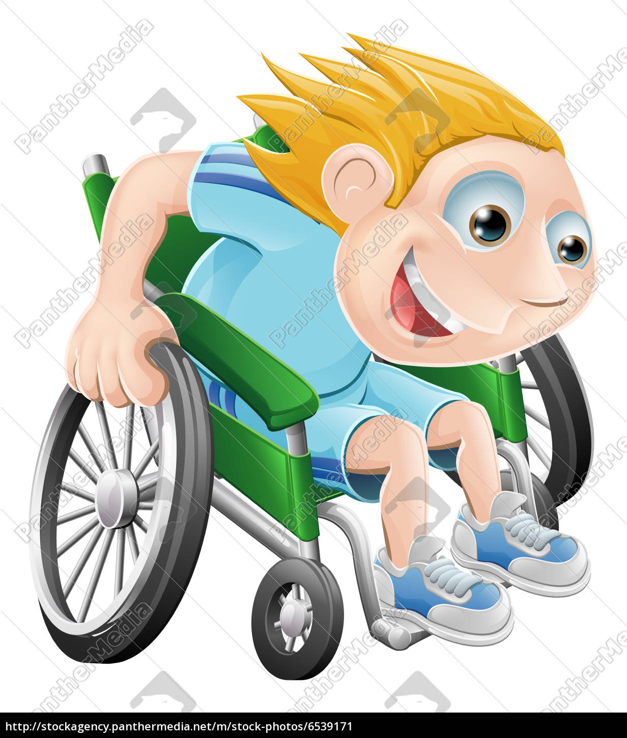 Wheelchair Racing Cartoon Man Stock Photo 6539171