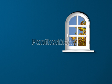 White Round Arch Window In Blue Wall Royalty Free Photo 8113088 Panthermedia Stock Agency