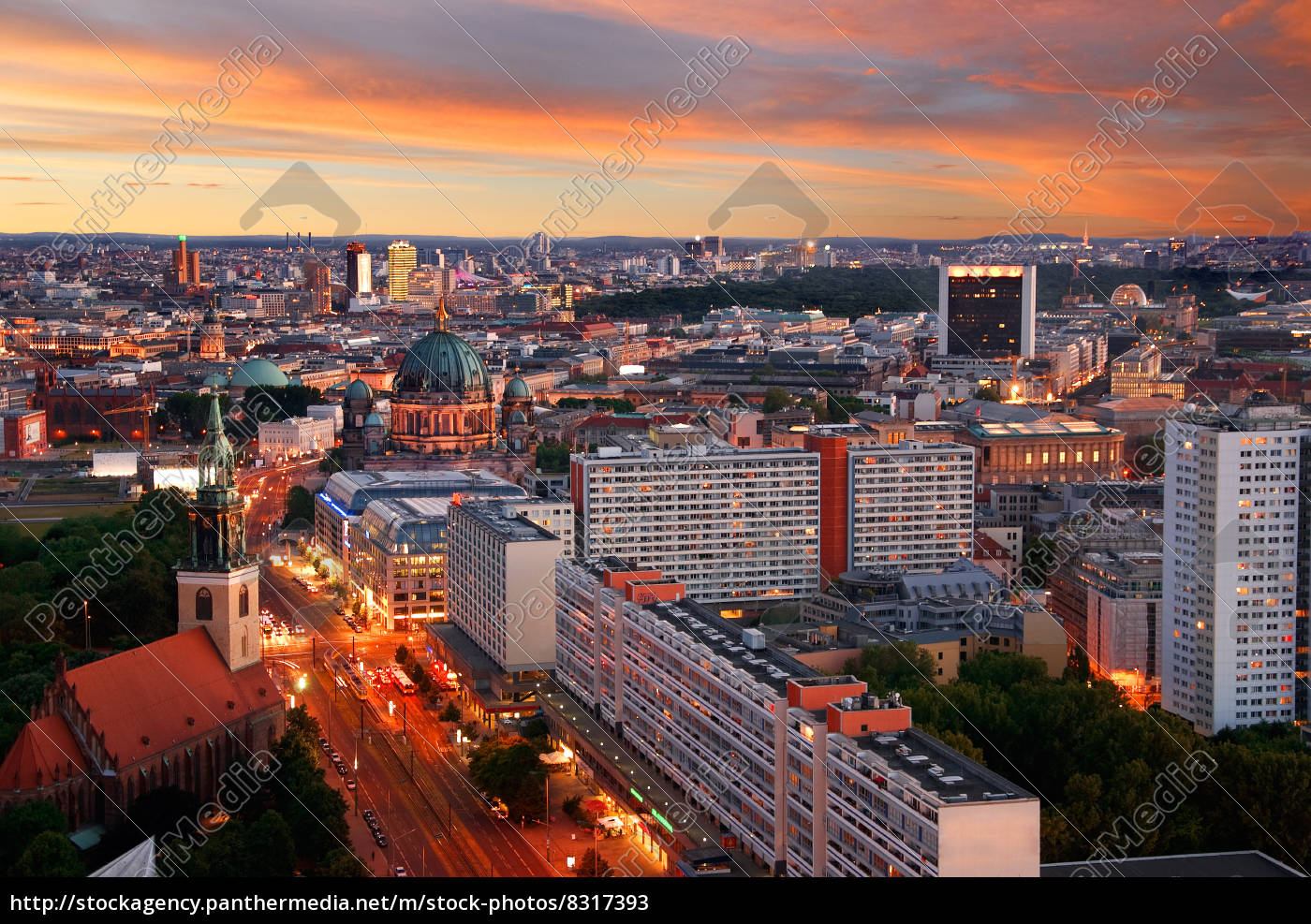 Berlin Skyline Sunset Stock Photo Panthermedia Stock Agency