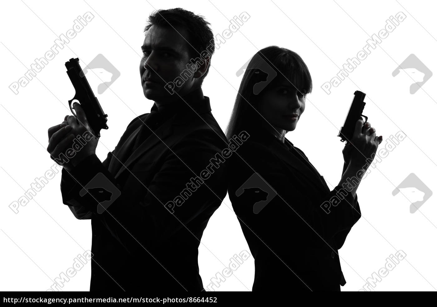 Woman Gun Silhouette Detective Secret Agent Spy Stock Vector