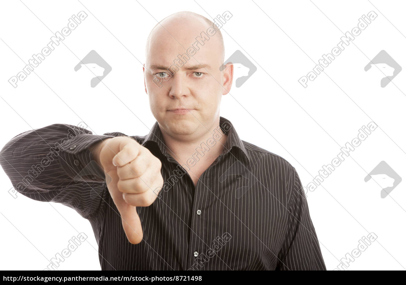 Angry Guy with Thumbs Down. Stock Photo - Image of hair, bald