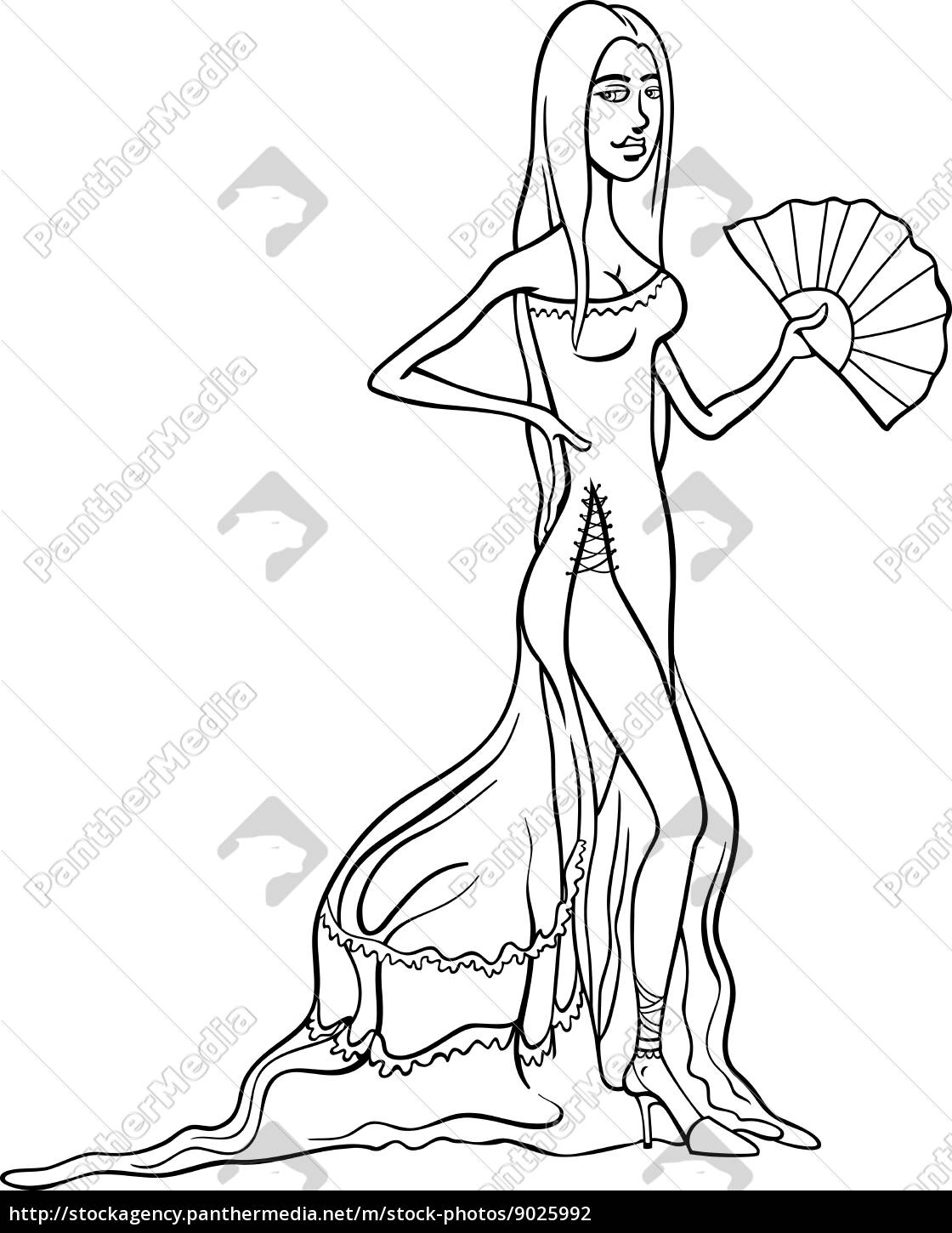 Beautiful Latino Woman In Dress Cartoon Royalty Free Photo 9025992 Panthermedia Stock Agency