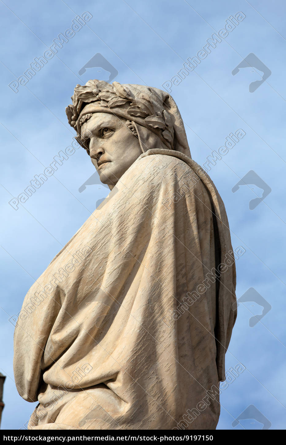 The famous poet Dante Alighieri. Piazza Santa Croce in Stock