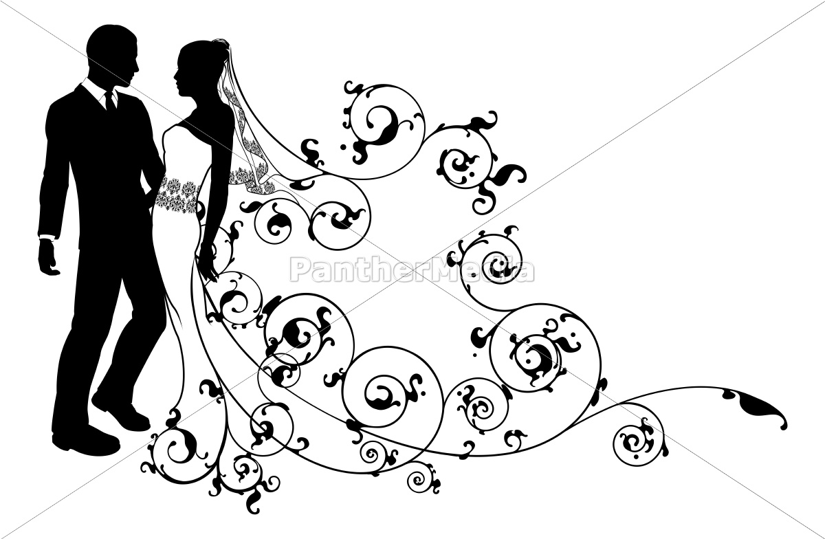 Silhouette Bride And Groom Wedding Couple Royalty Free Photo