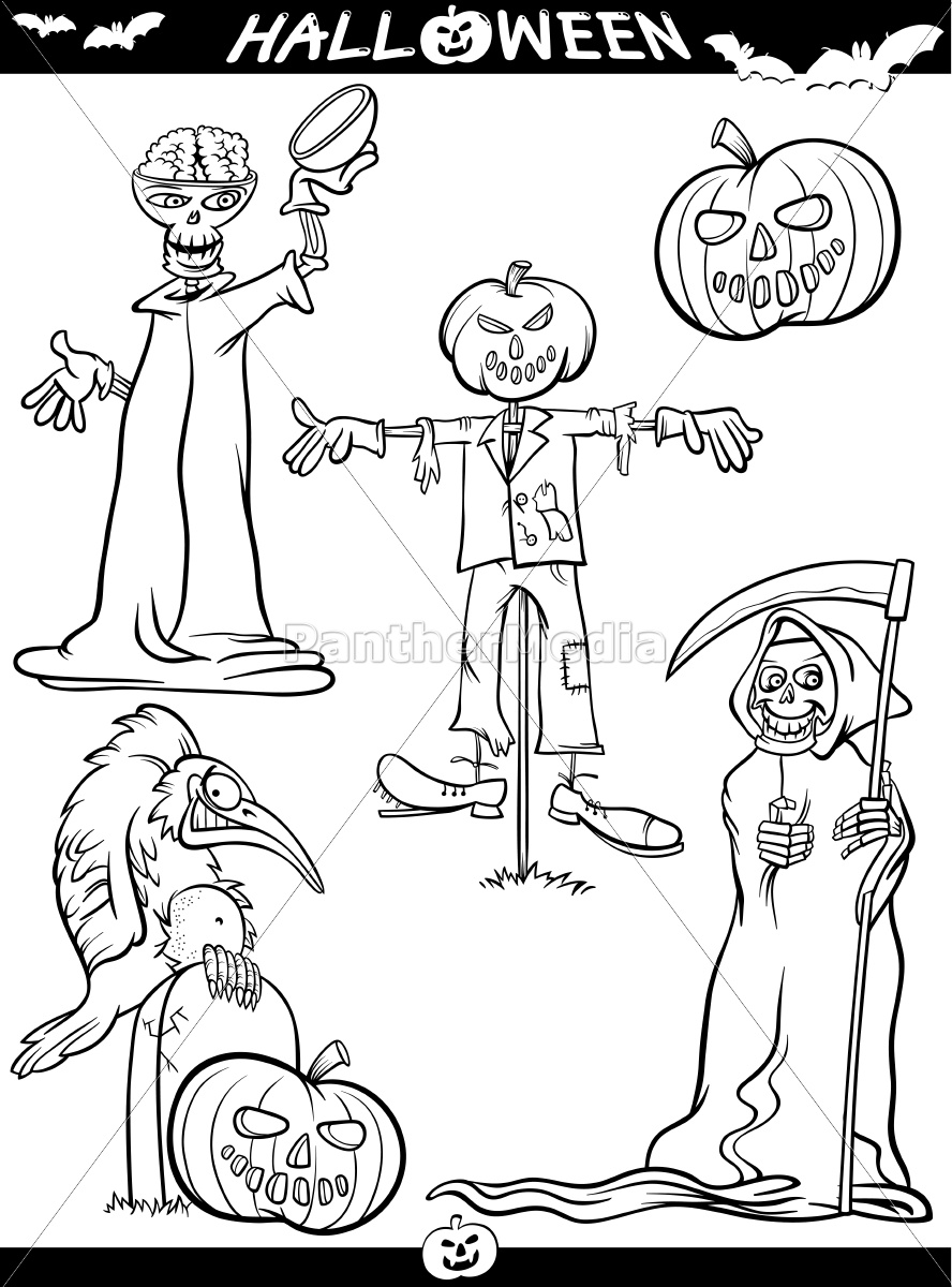 Download Halloween Cartoon Themes For Coloring Book Royalty Free Photo 10016448 Panthermedia Stock Agency