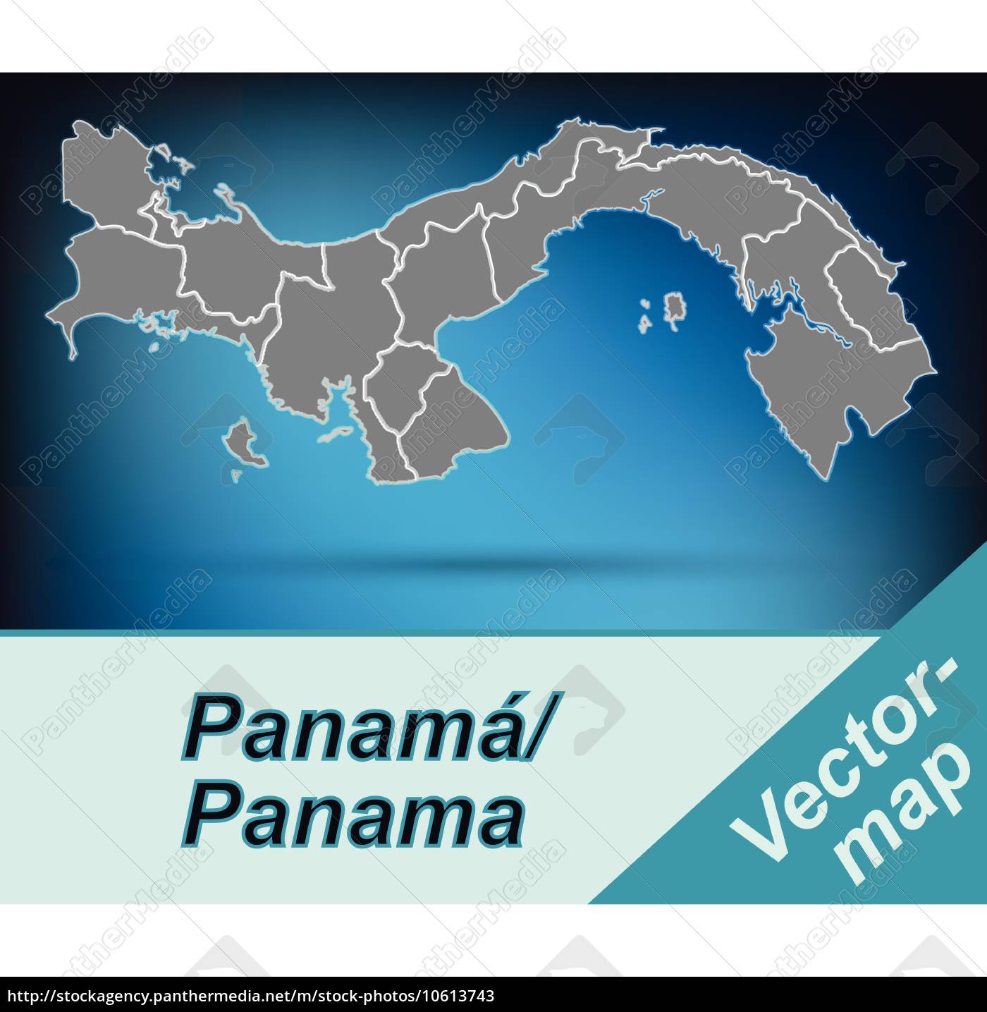 Border Map Of Panama With Borders In Bright Grey Stock Photo   ~border Map Of Panama With Borders 10613743 High 