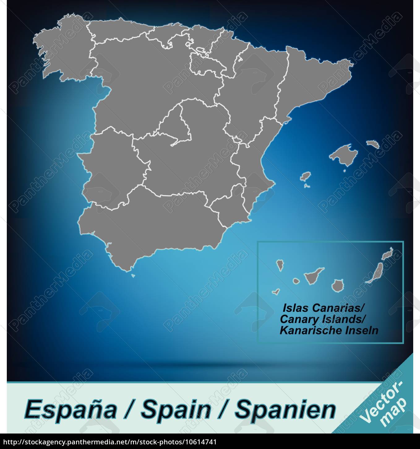 border map of spain with borders in bright gray - Royalty free image