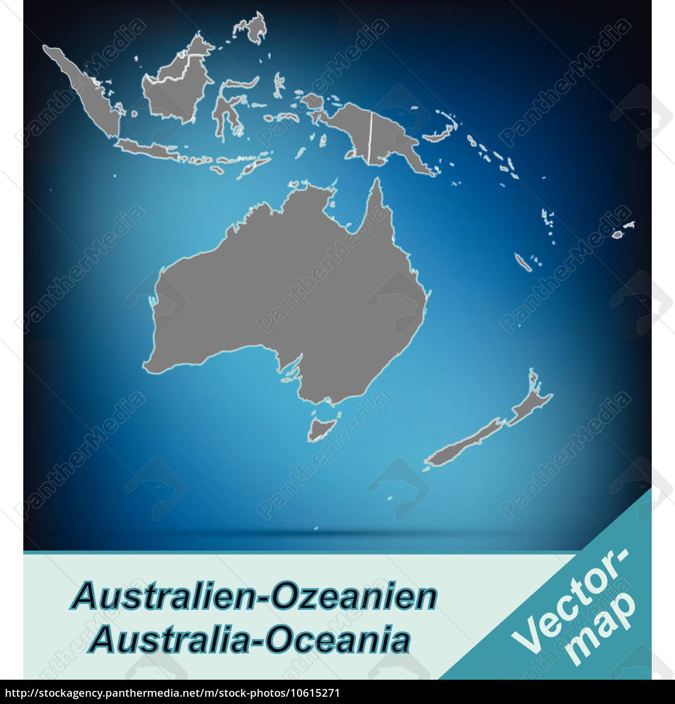 border map of australia oceania with borders in bright - Stock Photo