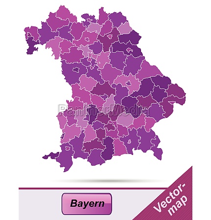 Border map of Bavaria with borders in purple - Stock Photo #10615975 ...