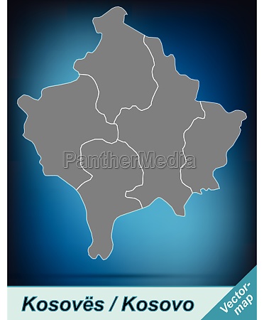 Border map of Kosovo with borders in bright gray - Stock Photo ...