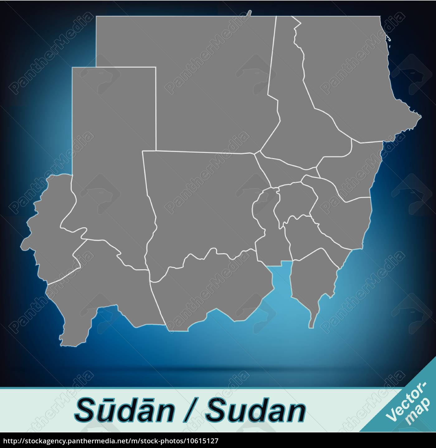 Border Map Of Sudan With Borders In Bright Gray Stock Photo 10615127   ~border Map Of Sudan With Borders 10615127 High 