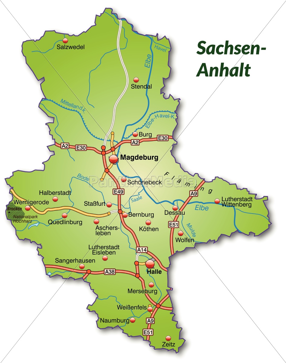 ~map Of Saxony Anhalt With Transport 10638987 High 