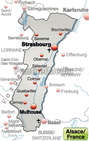 Map of Alsace as an overview map in grey - Stock Photo #10655189 ...