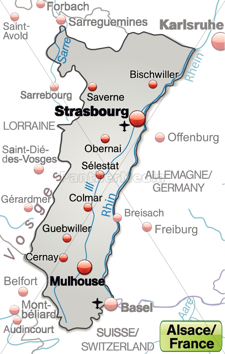 map of alsace as overview map in gray - Stock Photo - #10655189 ...