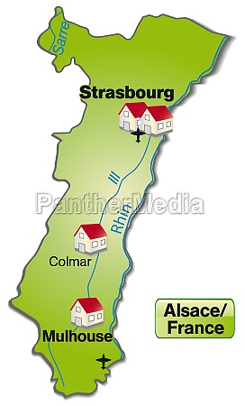 Map of Alsace as an overview map in green - Stock image #10915354 ...