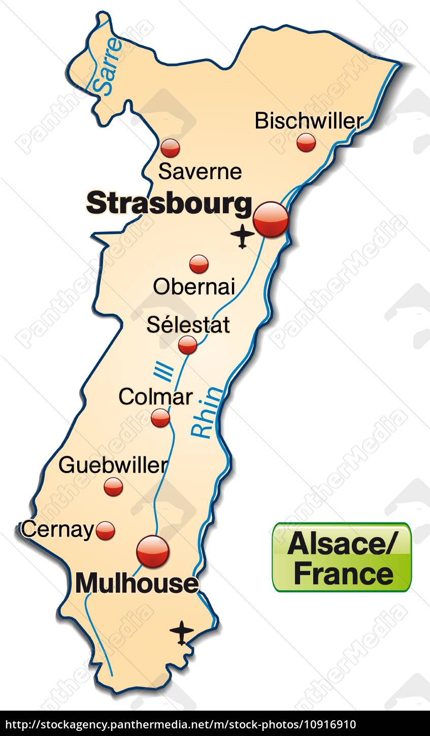 Map of Alsace as overview map in Pastellorange - Royalty free image ...