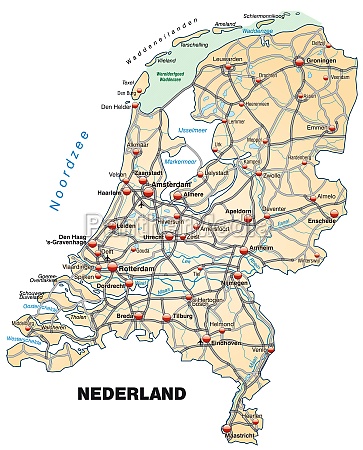 Map of Netherlands with transport network in - Stock image #10919498 ...