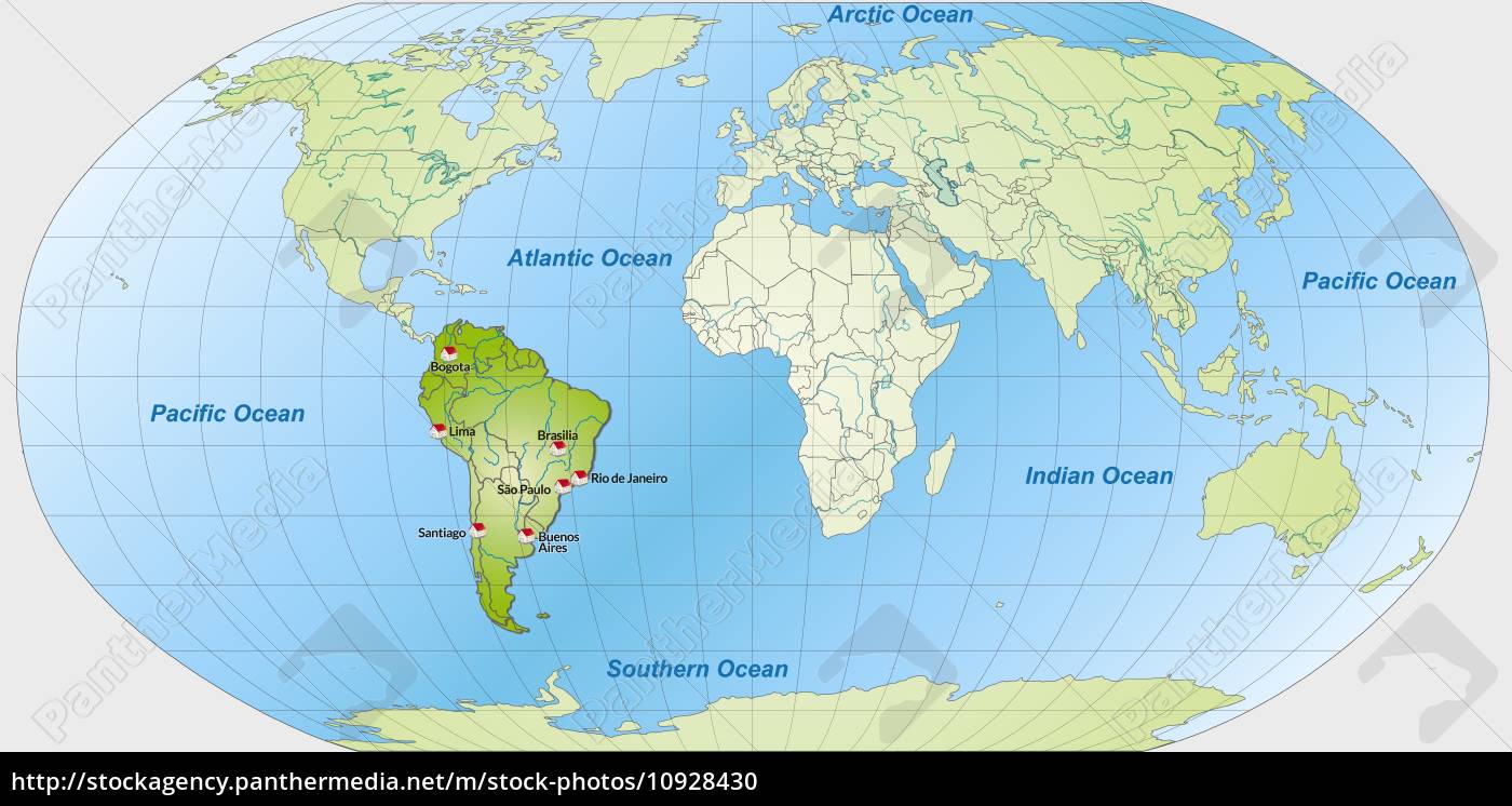 Map Of South America With Capitals In Green Royalty Free Image Panthermedia Stock Agency