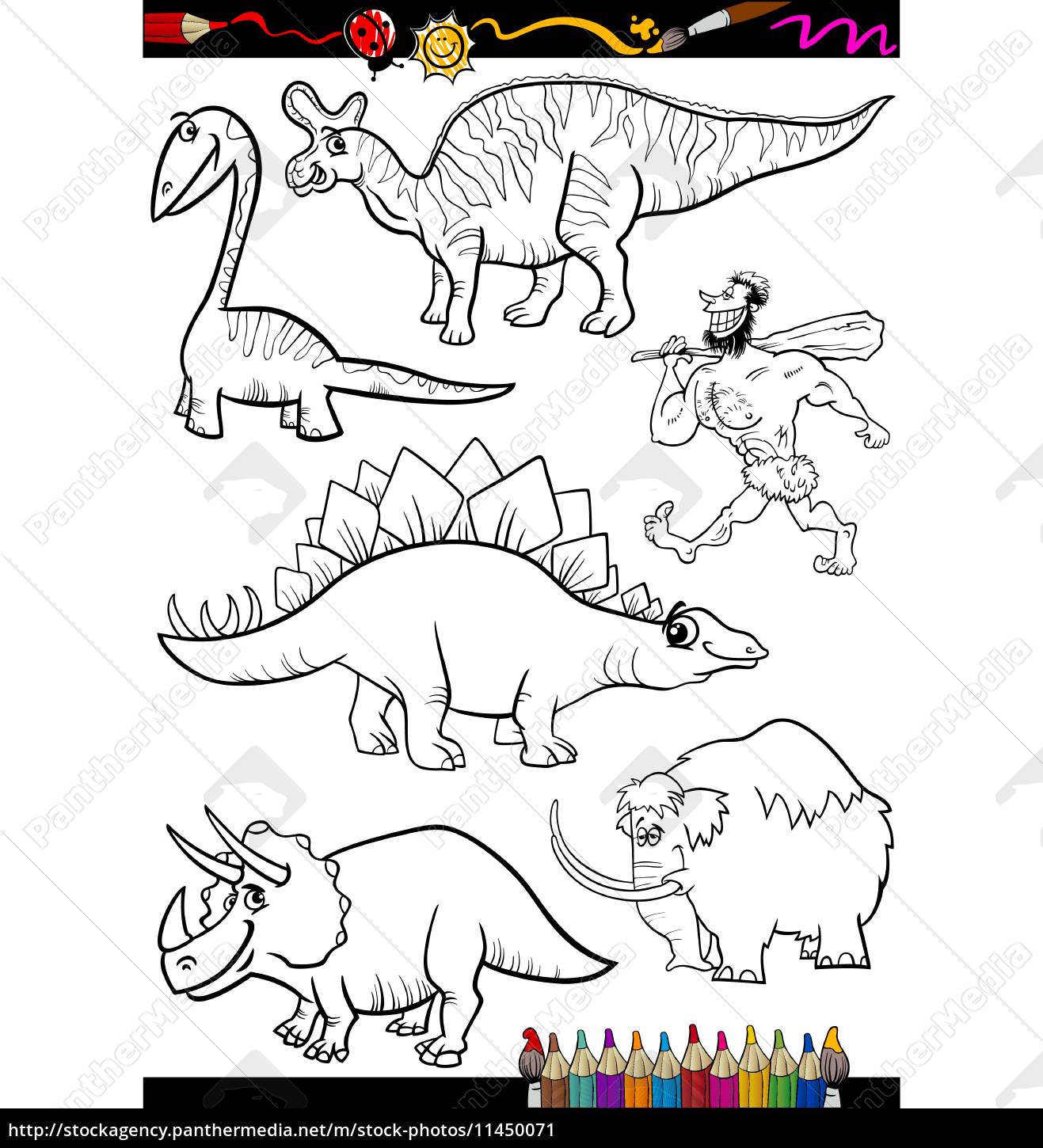 prehistoric set for coloring book - Stock Photo - #11450071