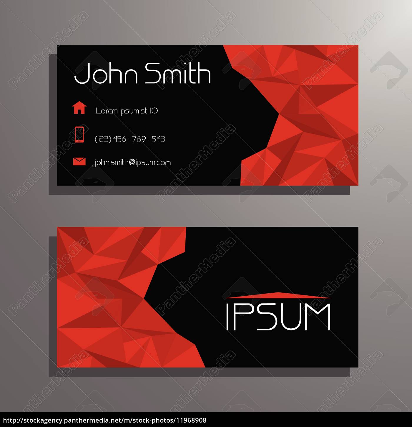 Red And Black Modern Business Card Template Polygon Royalty Free Photo Panthermedia Stock Agency