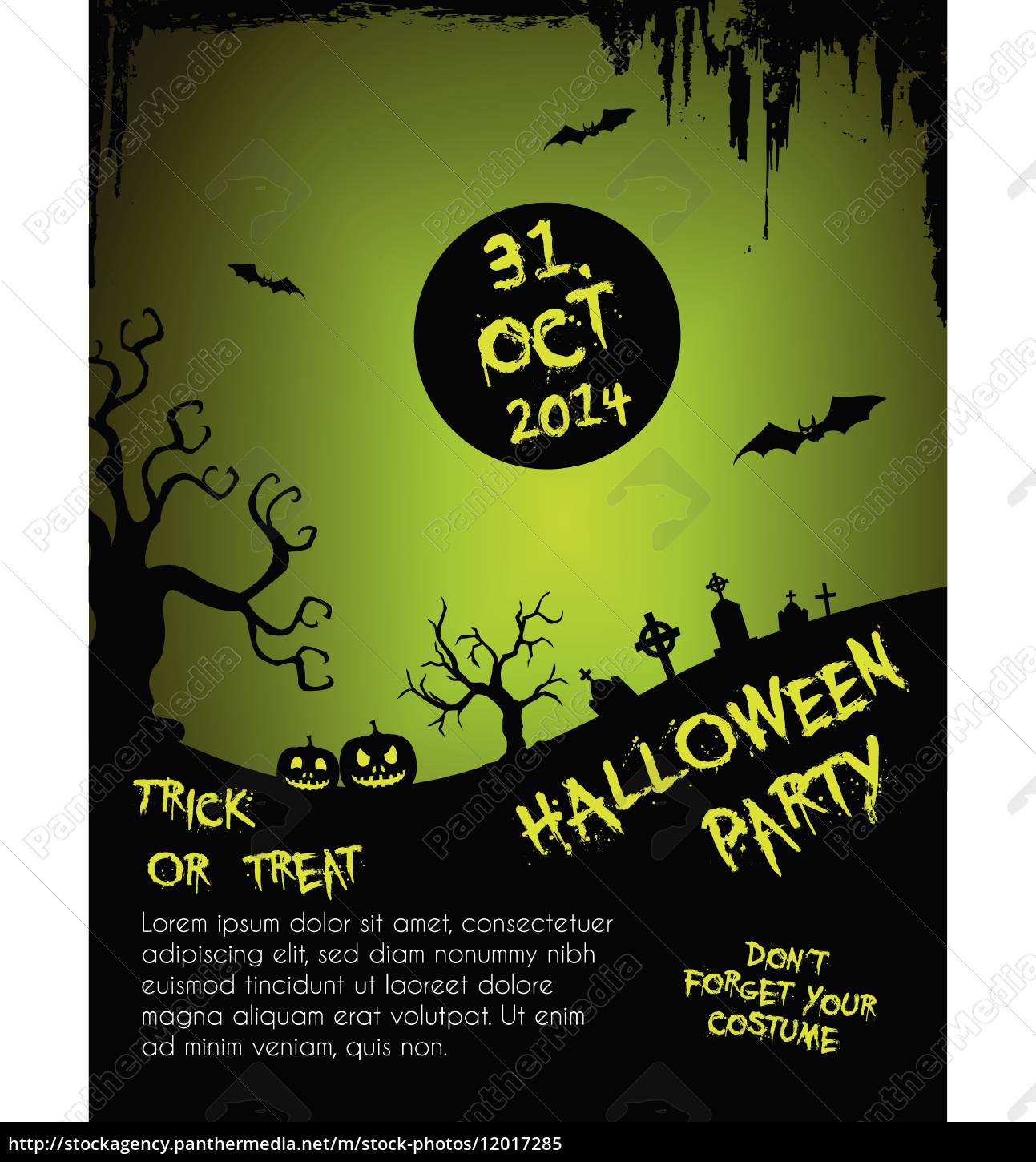Halloween Party Flyer Template Green And Black Stock Photo Panthermedia Stock Agency