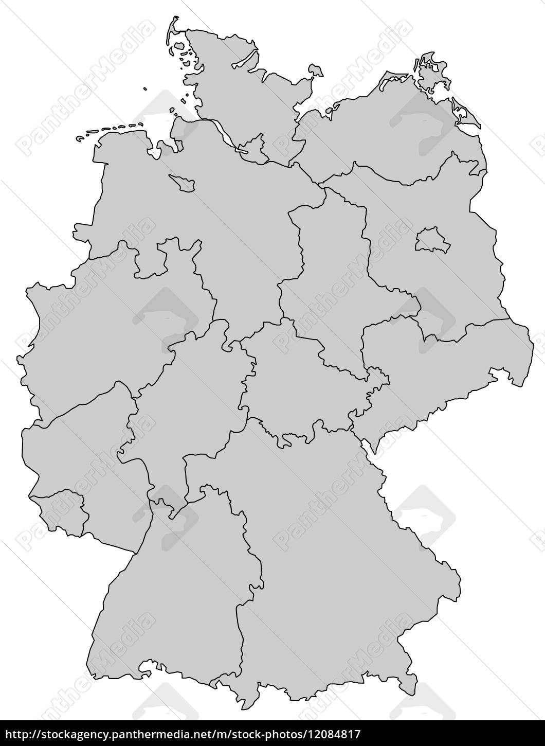 Map Of Germany Federal States Grey Stock Photo Panthermedia Stock Agency