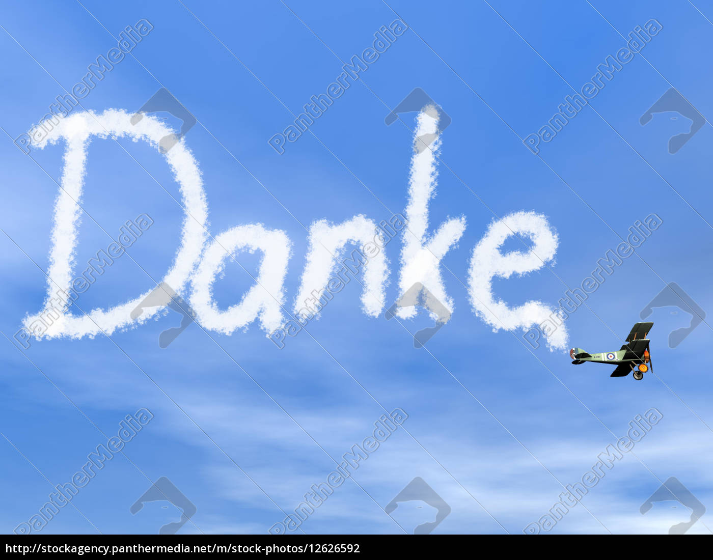 Danke German Thank You Message From Biplan Smoke Royalty Free Photo Panthermedia Stock Agency