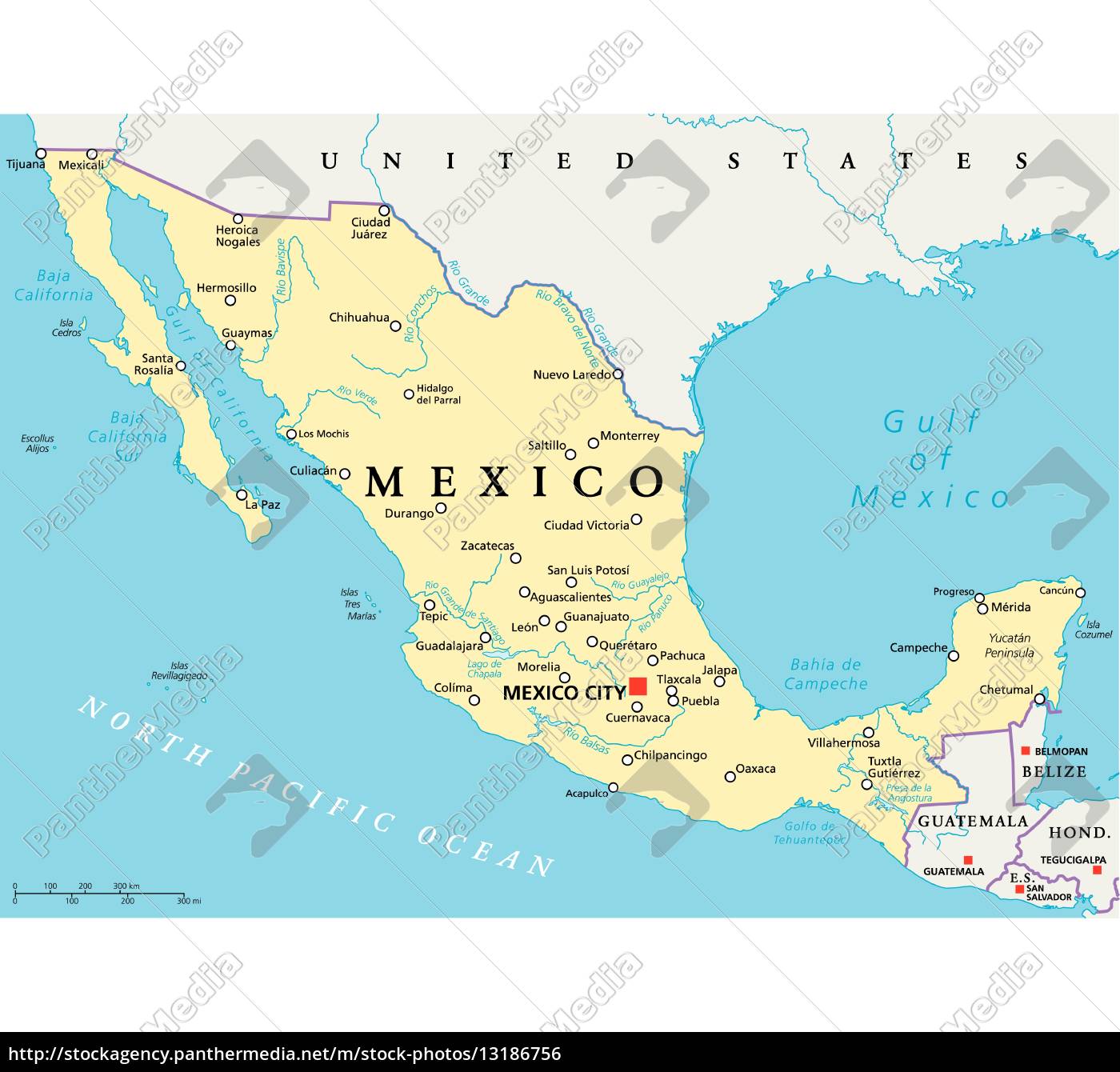 Mexico Political Map Royalty Free Photo Panthermedia Stock Agency