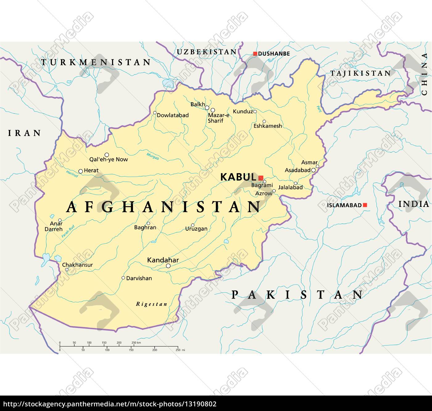 Afghanistan Political Map Royalty Free Image 13190802 Panthermedia Stock Agency