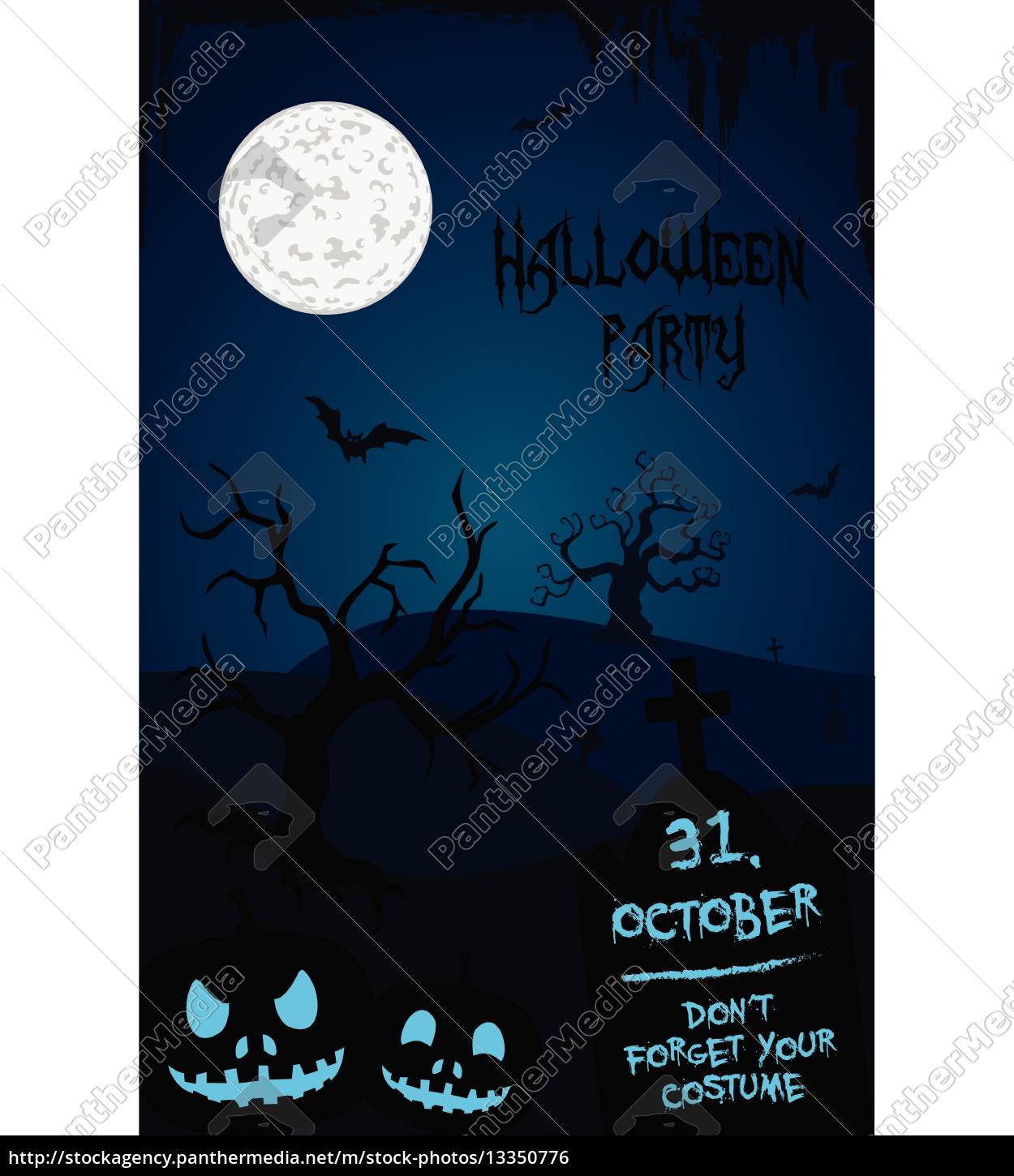 Halloween Party Flyer Template Blue And Black Royalty Free Photo Panthermedia Stock Agency