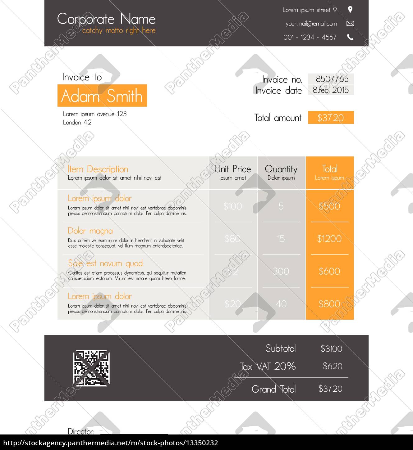 Invoice Template For Advertising Agency Company Invoice