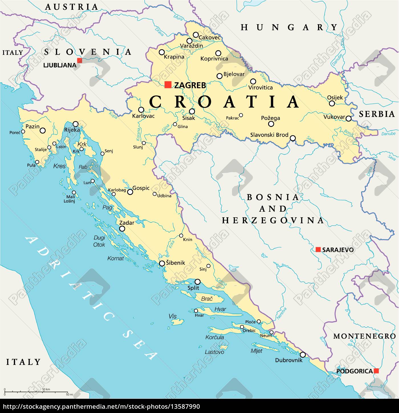 Kroatien Kort Over | Africa Kort