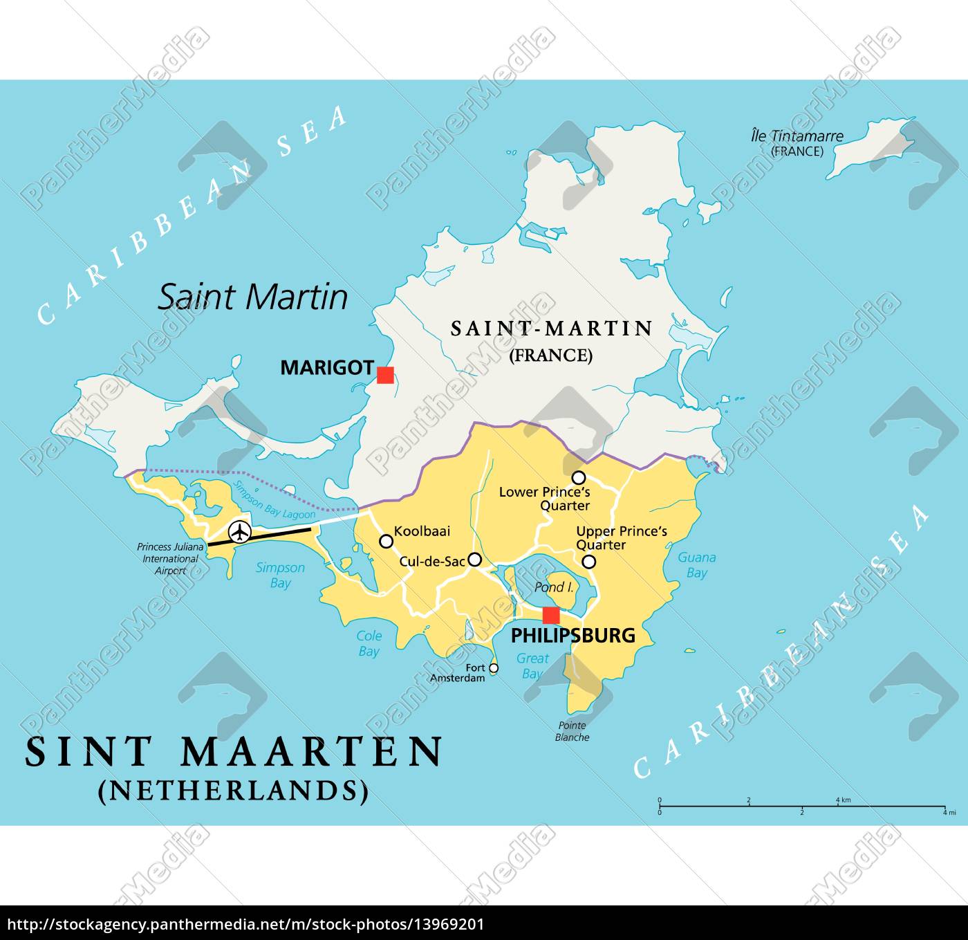 Sint Maarten Political Map - Stock Photo #13969201 | PantherMedia Stock ...