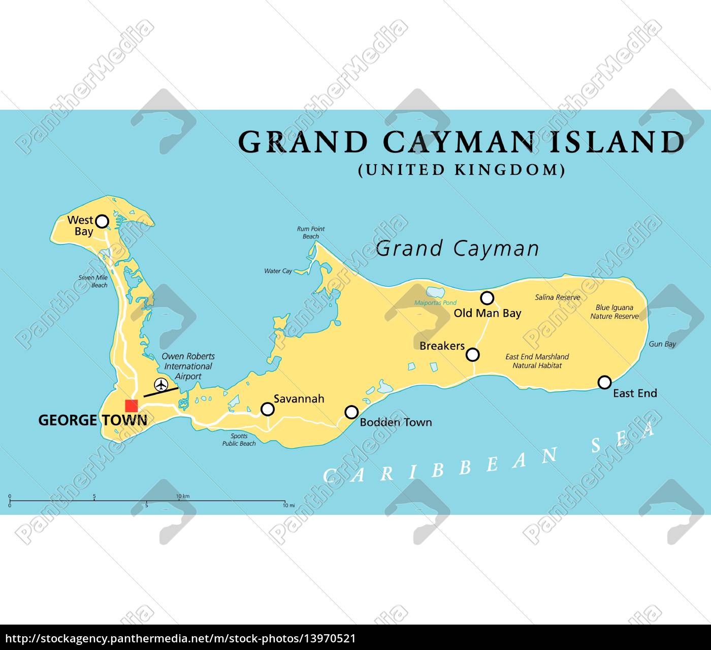 map of grand cayman island Grand Cayman Island Political Map Stock Photo 13970521 map of grand cayman island