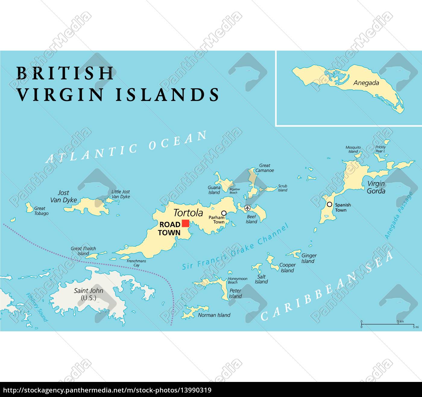 map of the british virgin islands British Virgin Islands Political Map Stock Photo 13990319 map of the british virgin islands