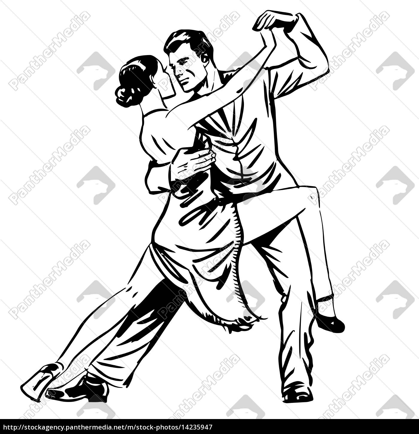 Man And Woman Dancing Couple Tango Retro Line Art Stock Photo Panthermedia Stock Agency