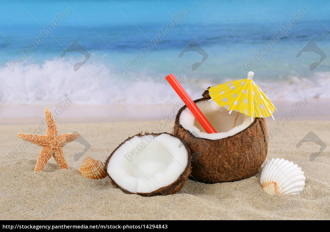 Coconut Fruit Cocktail Drink In Summer By The Sea And Stock Photo Panthermedia Stock Agency