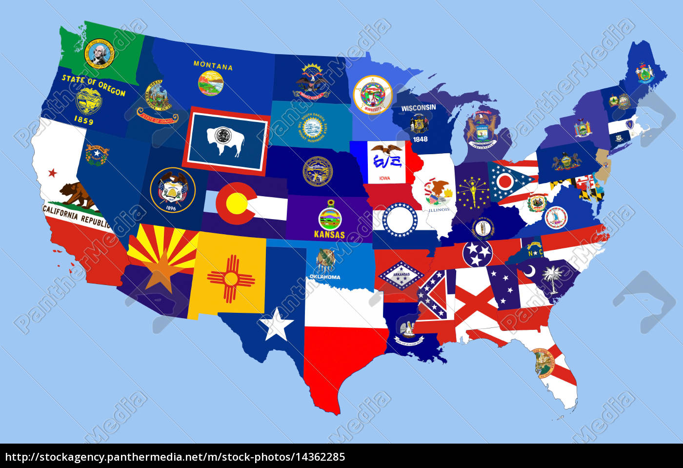 usa states flag map - Stock Photo #14362285 | PantherMedia Stock Agency