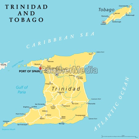 Trinidad and Tobago Political Map - Royalty free image #14378091 ...