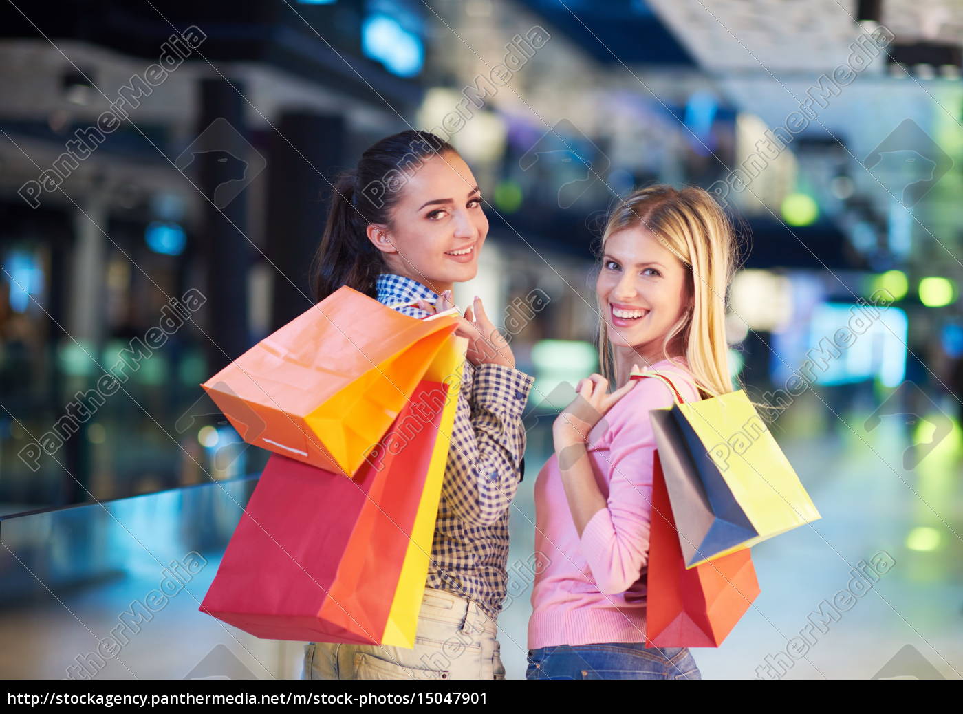 young girls shopping